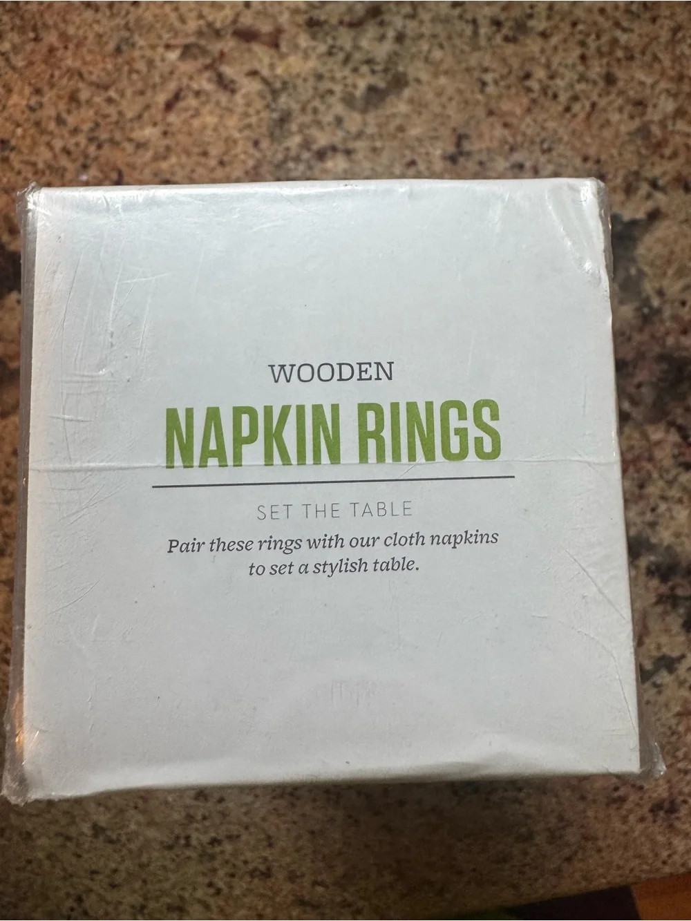 Food Network Natural Wood Napkin Rings - Light Brown Set of 4